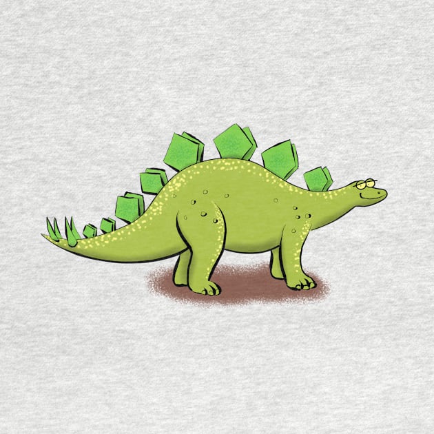 Happy stegosaurus dinosaur cartoon illustration by FrogFactory